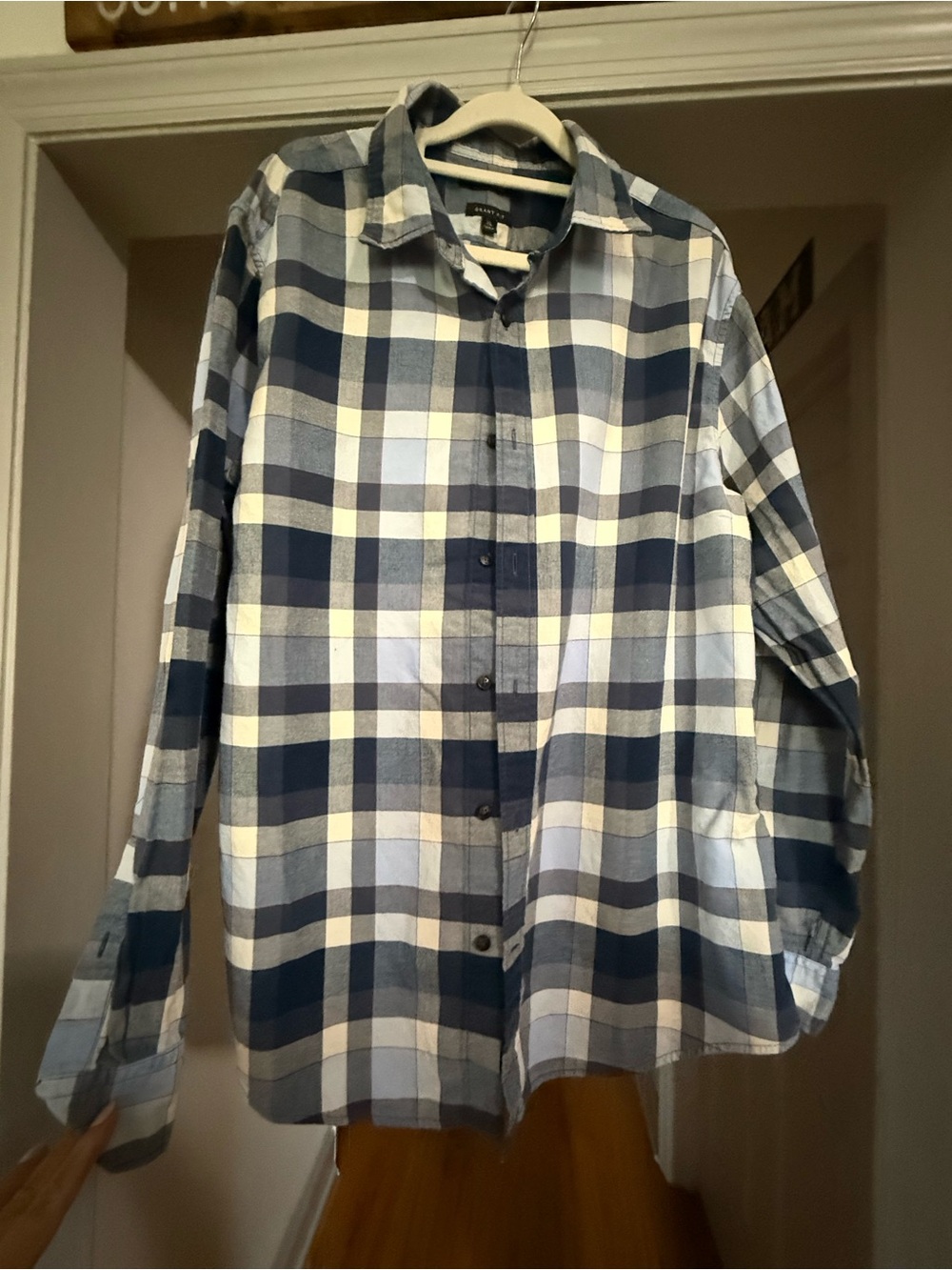 Banana Republic Blue and White Plaid Button-Down Shirt